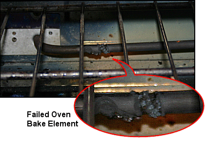 Burned out oven bake element