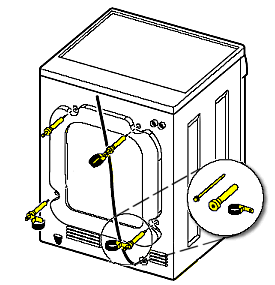 Some shipping braces of a Frigidaire built front-load washer