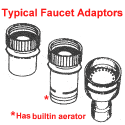 Various washer and dishwasher tap adapters